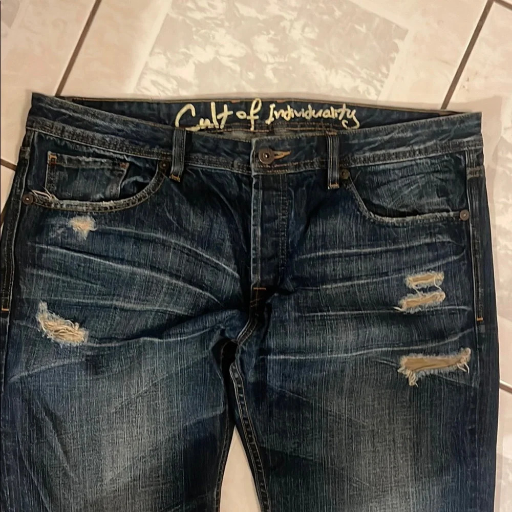 Cult of Individuality Blue Relaxed Distressed Jeans - Picture 3 of 6